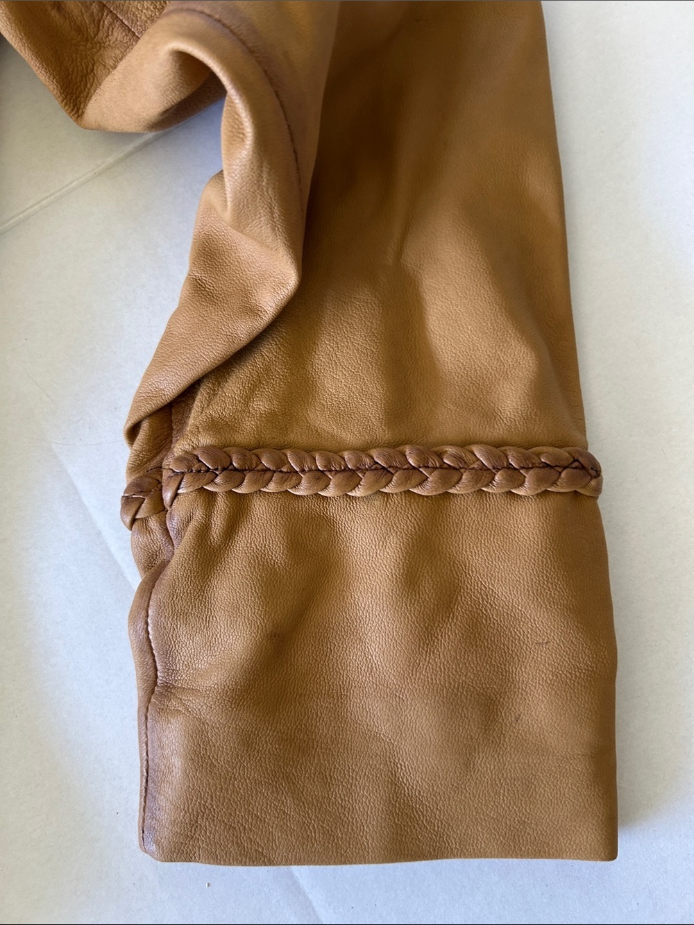 MONTANACO WOMENS SOFT VINTAGE BRAIDED LEATHER COAT SZ XL - Picture 9 of 12